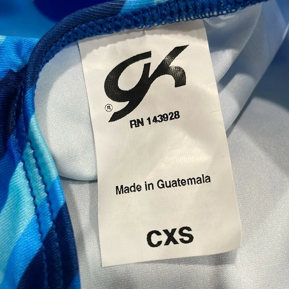 GK x Suni Lee Blue Cool Breeze Sleeveless leotard CXS NEW